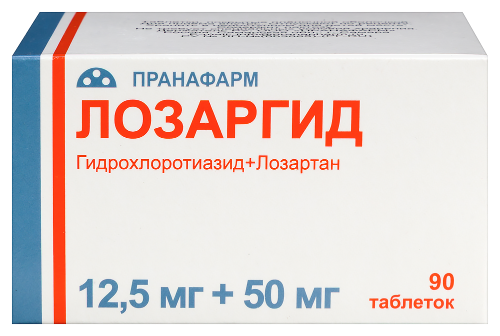 Изображение товара Лозаргид 12,5 мг+50 мг таблетки 90 шт для снижения давления и сердечно-сосудистых рисков