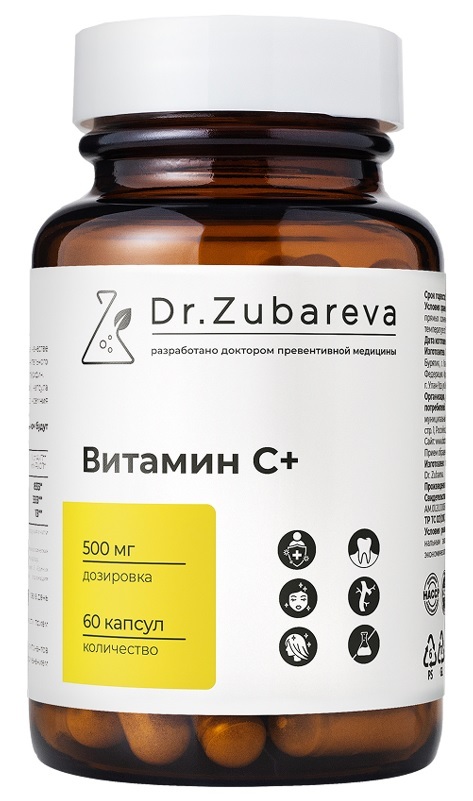 Изображение товара Витамин C+ от Dr Zubareva 60 капсул по 750 мг дополнение к иммунитету
