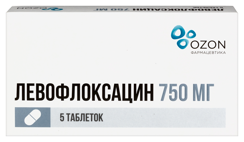 Изображение товара Левофлоксацин 750 мг 5 шт. таблетки покрытые пленочной оболочкой для борьбы с инфекциями