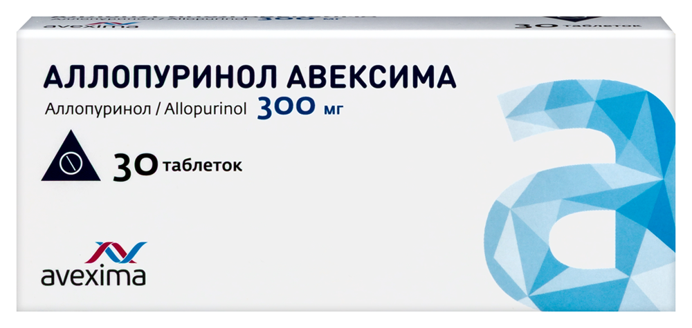 Изображение товара Аллопуринол авексима 300 мг 30 таблеток для лечения подагры и мочекаменной болезни Изображение товара Аллопуринол авексима 300 мг 30 таблеток для лечения подагры и мочекаменной болезни