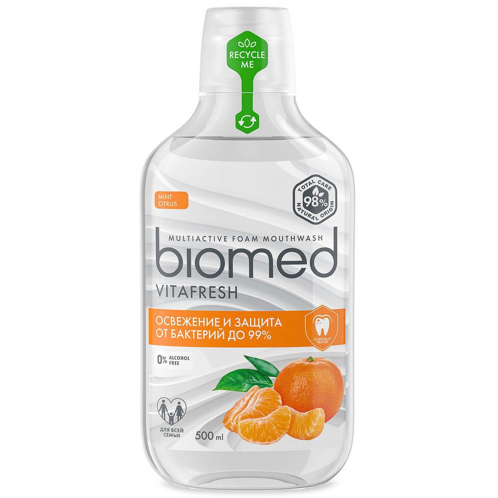 Изображение товара Biomed комплексный пенный ополаскиватель для полости рта vitafresh 500 мл