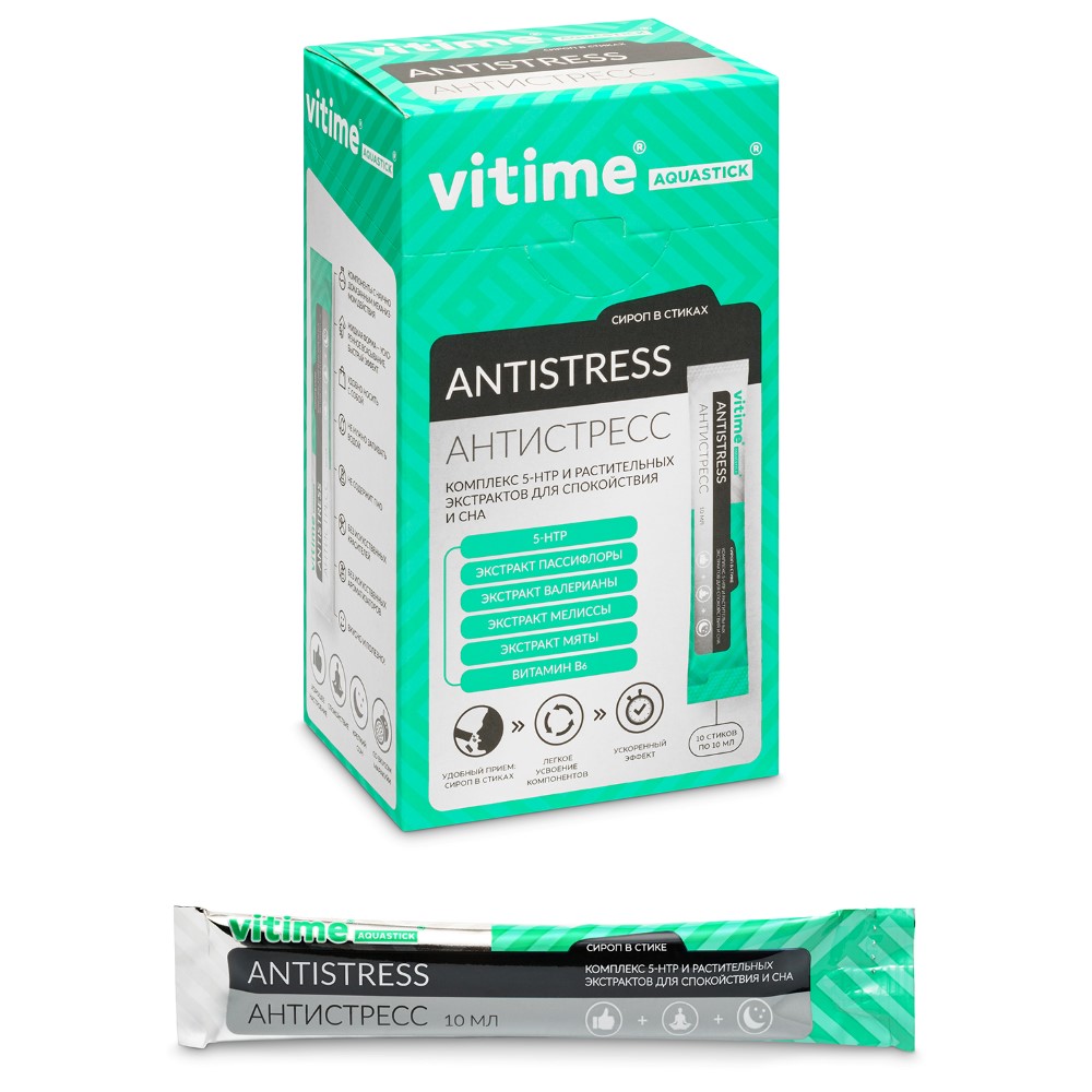 Изображение товара Vitime aquastick antistress биологическая добавка 10 мл, 10 шт