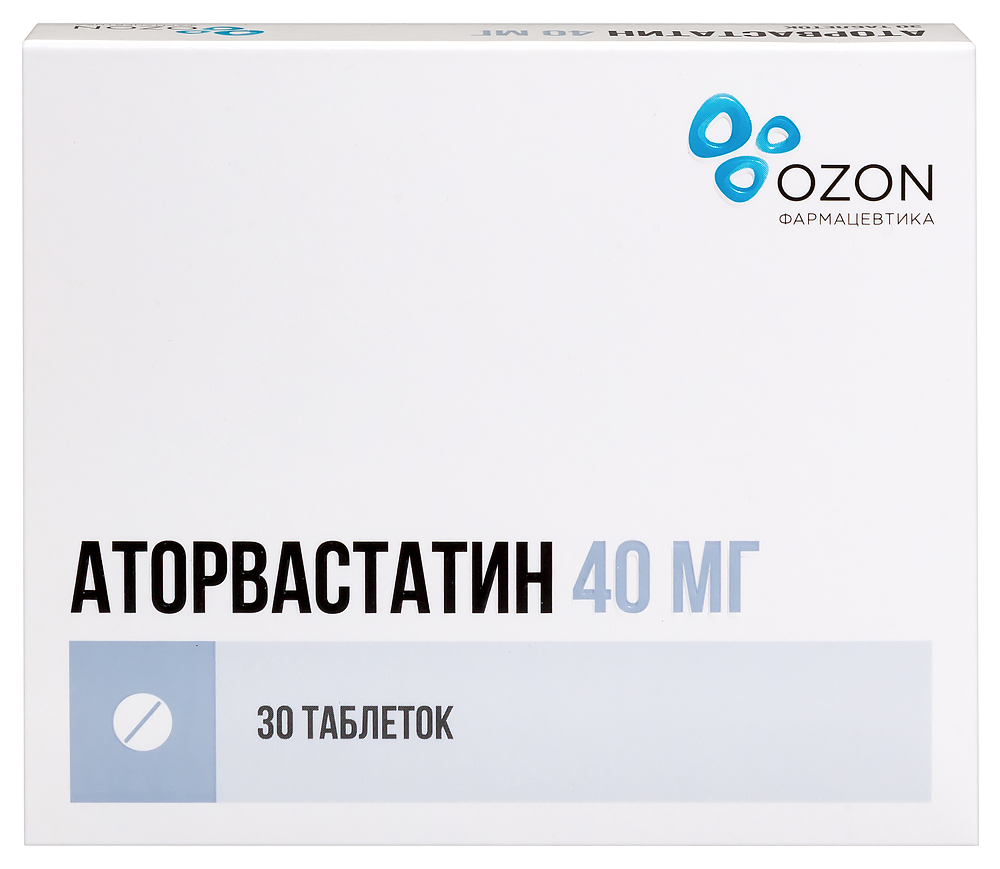 Изображение товара Аторвастатин 40 мг таблетки, покрытые пленочной оболочкой 30 шт.