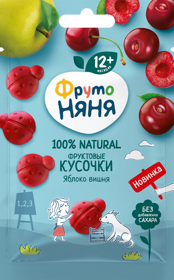 Изображение товара Фрутоняня фруктовые кусочки из яблок и вишни 15 гр