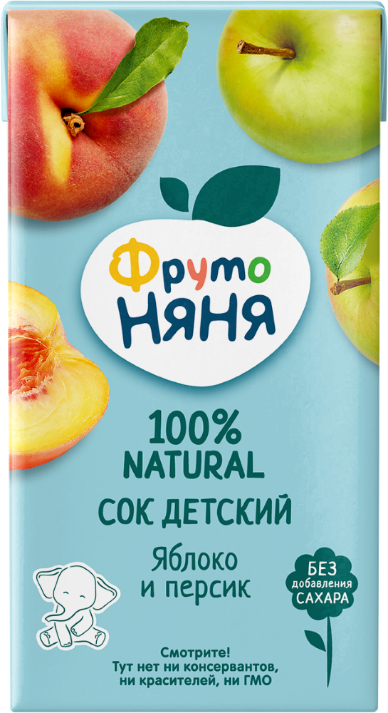 Изображение товара Фрутоняня сок из яблок и персиков неосветленный 500 мл