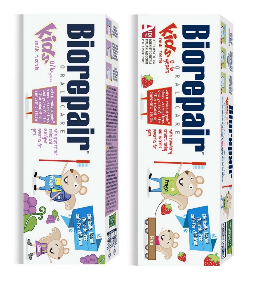 Набор Biorepair kids зубная паста детская 0-6 лет /виноград/ + Biorepair  kids зубная паста детская 0-6 лет /земляника/ - цена 1110 руб., купить в  интернет аптеке в Иркутске Набор Biorepair kids зубная