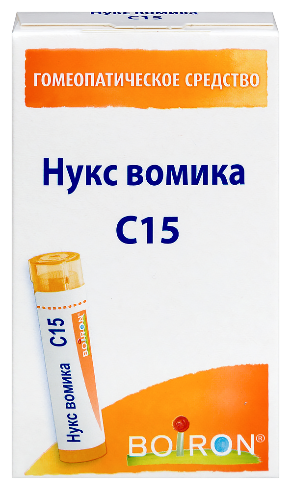 Изображение товара Нукс вомика c15 гомеопатические гранулы 4 г для лечения гиперчувствительности и спазмов