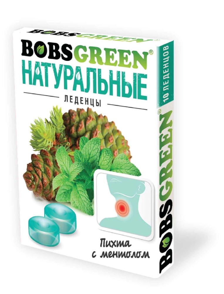 Изображение товара Bobsgreen карамель леденцовая со вкусом пихты с ментолом 10 шт. таблетки массой 3,5 г