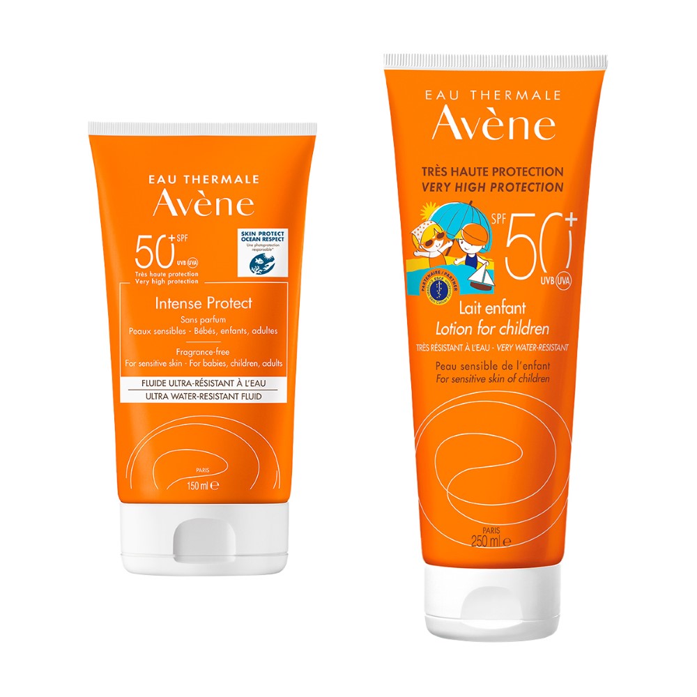 Изображение товара Набор AVENE: INTENCE PROTECT ФЛЮИД СОЛНЦЕЗАЩИТ УЛЬТРА-ВОДОСТОЙКИЙ SPF50+ 150МЛ + СОЛНЦЕЗАЩИТ ДЕТСКОЕ МОЛОЧКО SPF50+ 250МЛ