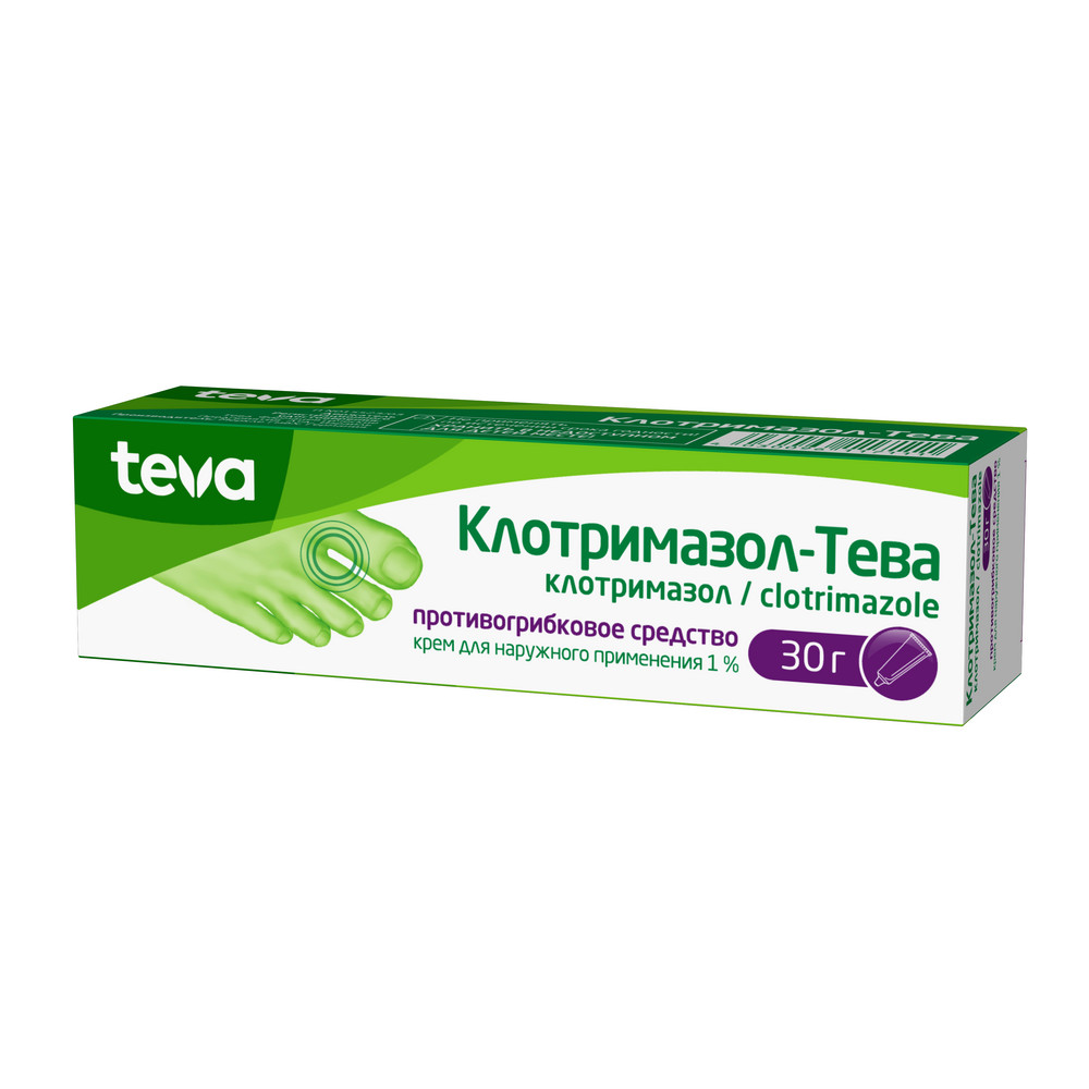 Клотримазол-тева 1% туба крем для наружного применения 30 гр - цена 323  руб., купить в интернет аптеке в Крымске Клотримазол-тева 1% туба крем для  наружного применения 30 гр, инструкция по применению