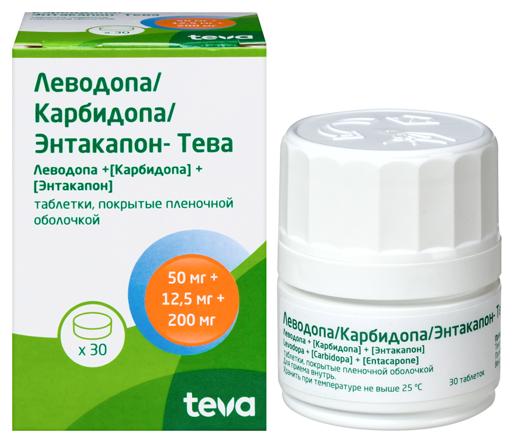 Изображение товара Леводопа/карбидопа/энтакапон-тева 0,05+0,0125+0,2 таблетки 30 шт.