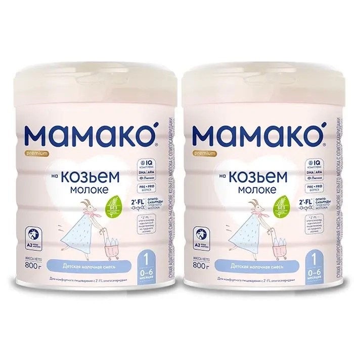 Изображение товара Набор из 2 уп. МАМАКО-1 premium смесь сух на козьем молоке с олигосахаридами грудного молока 800г Изображение товара Набор из 2 уп. МАМАКО-1 premium смесь сух на козьем молоке с олигосахаридами грудного молока 800г
