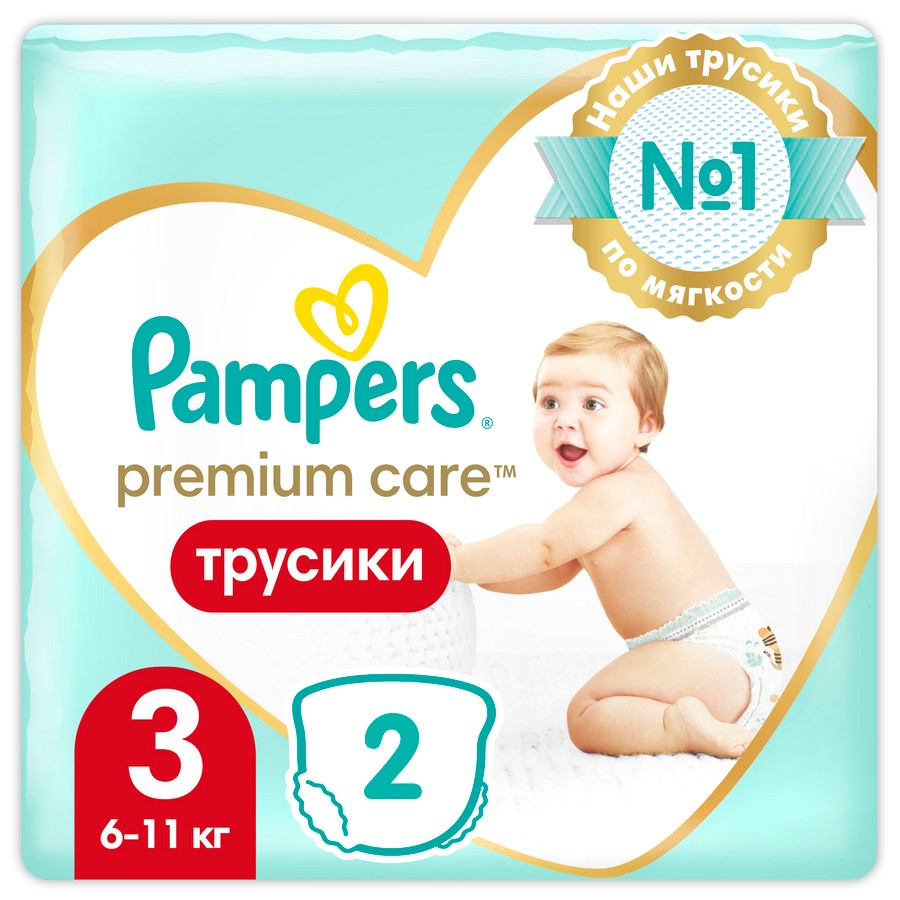 Pampers premium care pants трусики размер 3 2 шт. - цена 103 руб., купить в  интернет аптеке в Губахе Pampers premium care pants трусики размер 3 2 шт.,  инструкция по применению