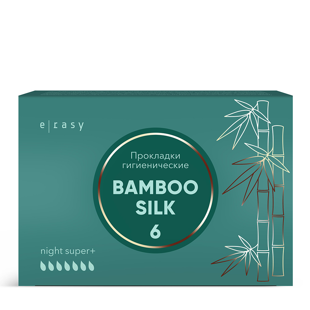 Изображение товара E-rasy прокладки гигиенические женские bamboo silk night super+ 6 шт.