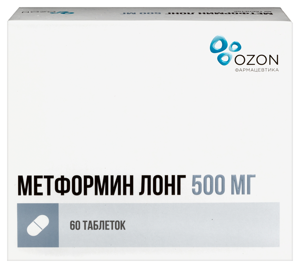 Изображение товара Метформин Лонг 500 мг 60 таблеток с пролонгированным высвобождением