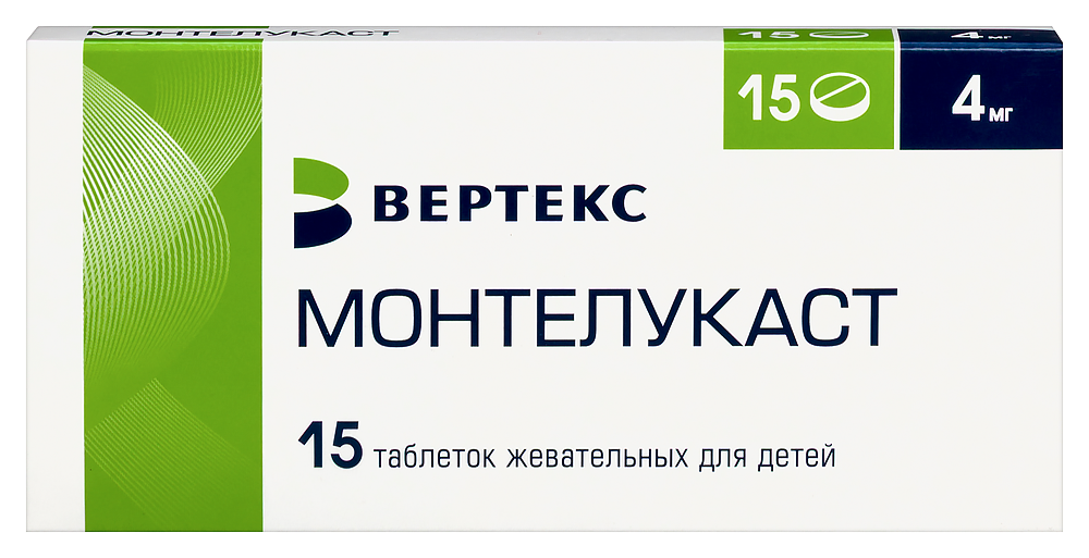 Изображение товара Монтелукаст 4 мг 15 шт. жевательные таблетки для детей против бронхиальной астмы