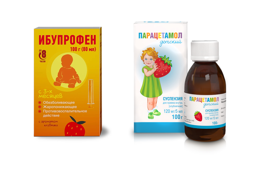 Изображение товара Набор Ибупрофен 100г (клубника) + Парацетамол детский 100г (клубника) со скидкой