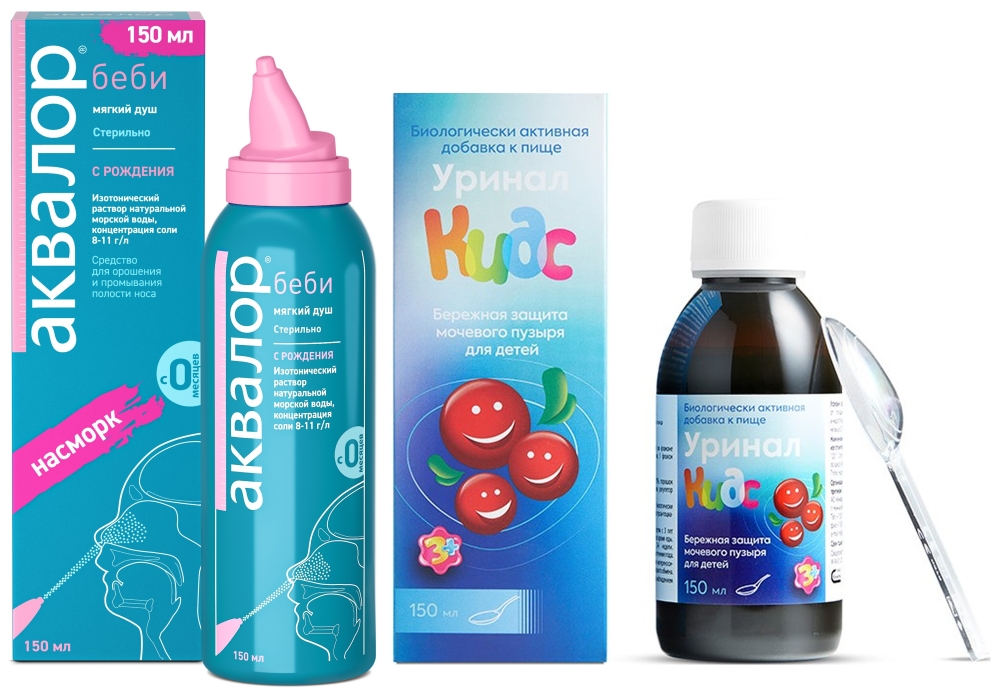 Изображение товара Набор для детей Уринал Кидс 150 мл и Аквалор Беби 150 мл со скидкой
