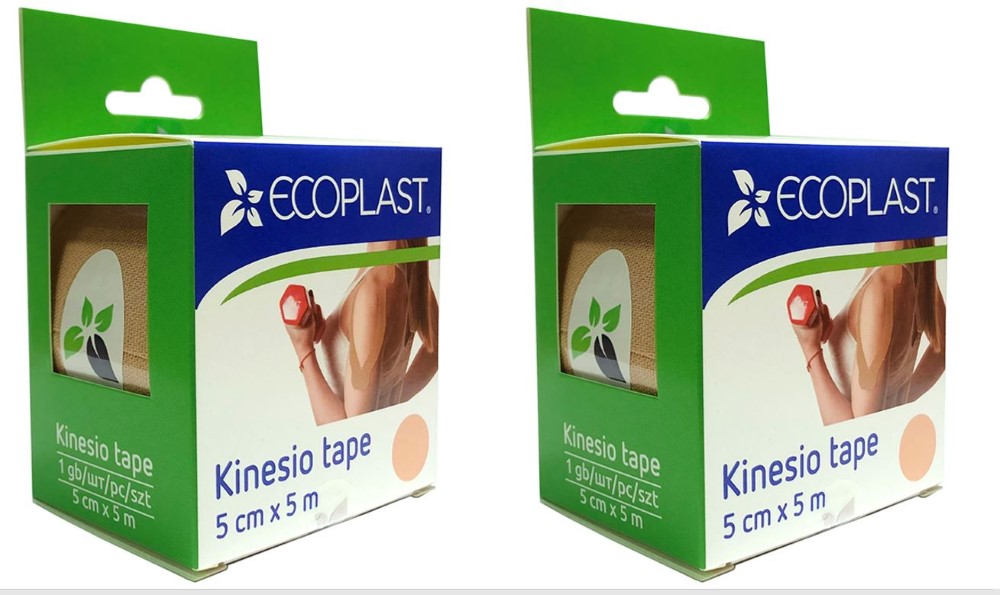 Изображение товара Набор из 2х уп. Ecoplast кинезио тейп 5смх5м бежевый - со скидкой