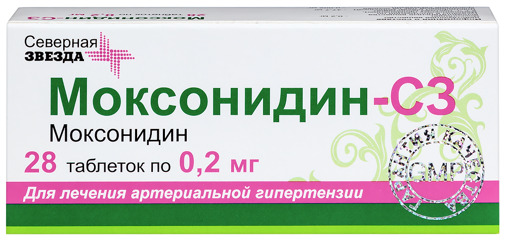 Изображение товара Моксонидин-C3 0,2 мг таблетки для лечения артериальной гипертензии