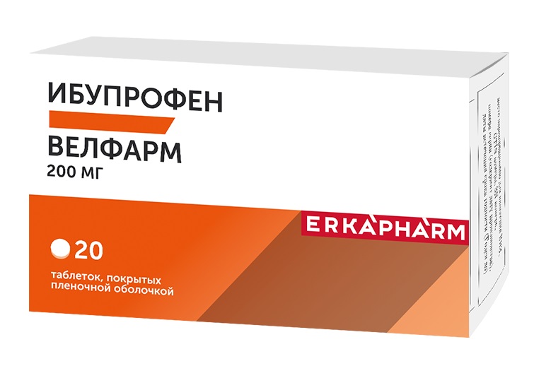 Изображение товара Ибупрофен велфарм 200 мг 20 шт. таблетки, покрытые пленочной оболочкой блистер