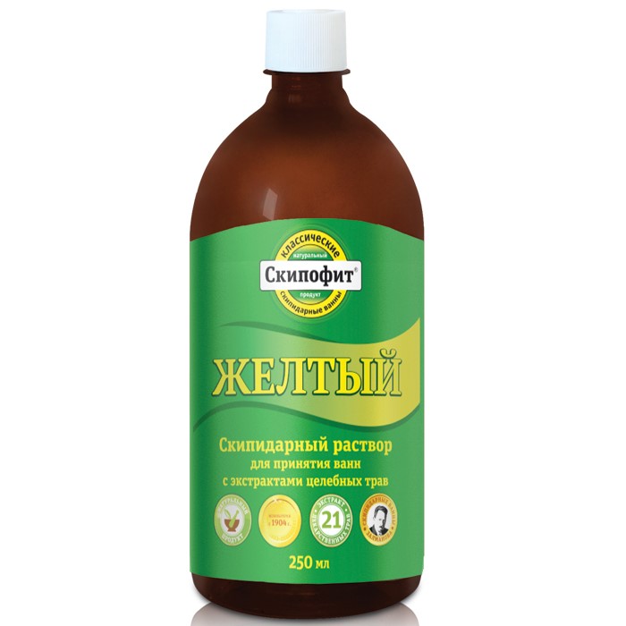 Изображение товара Желтый скипидарный раствор для ванн с экстрактами целебных трав 250 мл