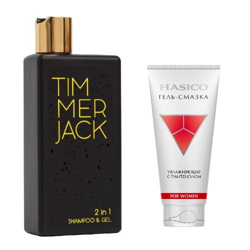 Изображение товара Набор из 2х средств Hasico: Шампунь-гель для мужчин 2 в 1 400 мл+ гель-смазка for women с пантенолом 100 мл
