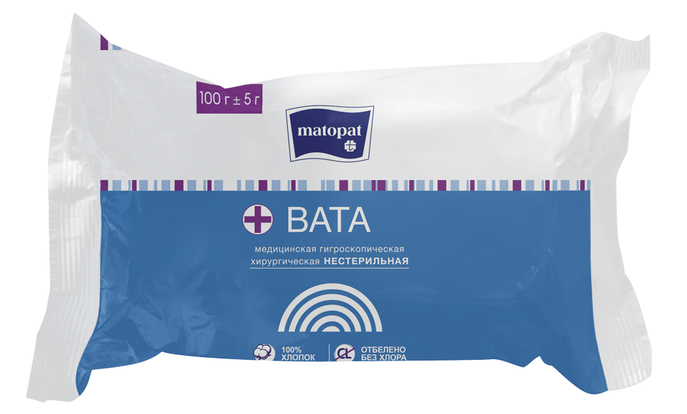 Изображение товара Вата хирургическая Matopat нестерильная 100 гр для обработки ран