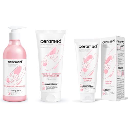 Изображение товара Набор Ceramed-эмолент специальная цена: гель-эмолент + колд-крем эмолент + молочко-эмолент