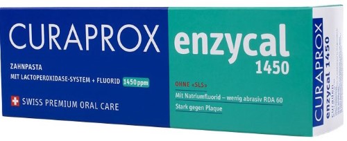 Изображение товара Зубная паста Curaprox Enzycal 1450 ppm 75 мл для всей семьи и аллергиков