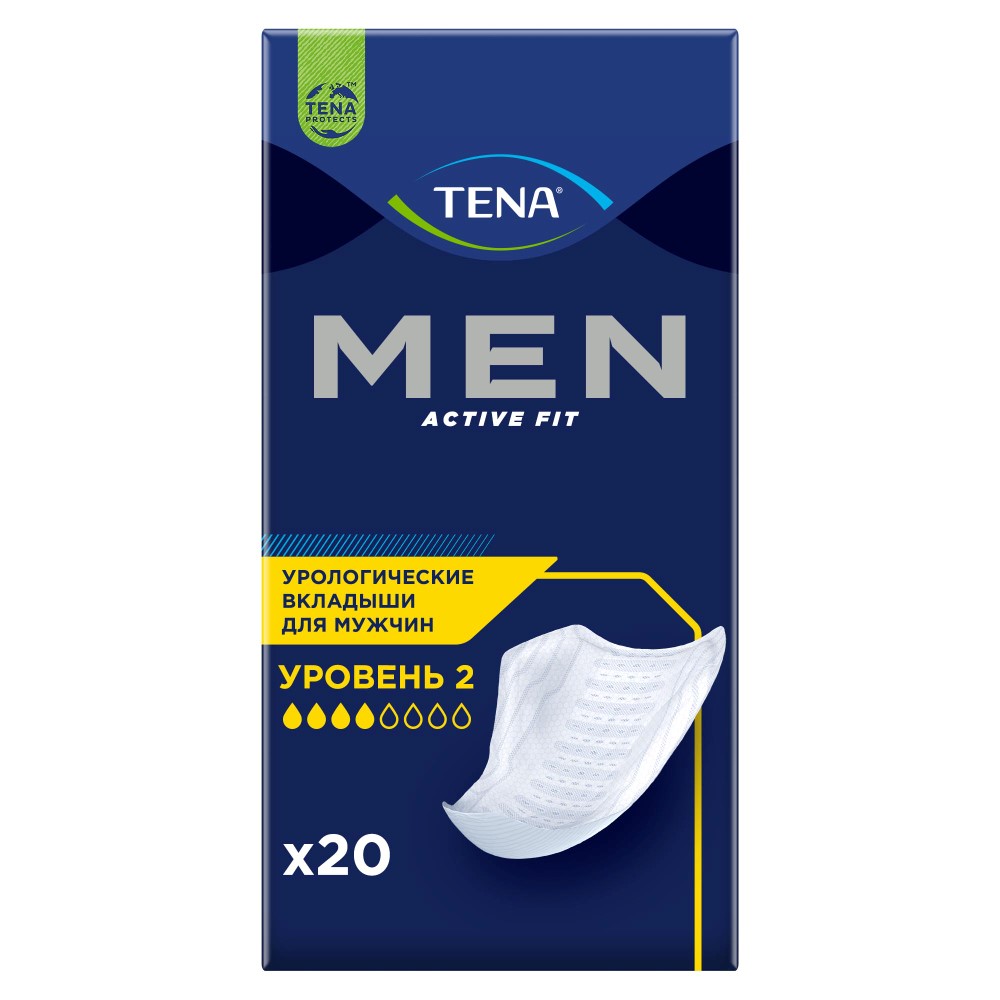 Tena прокладки впитывающие для мужчин men active fit level 2 20 шт.