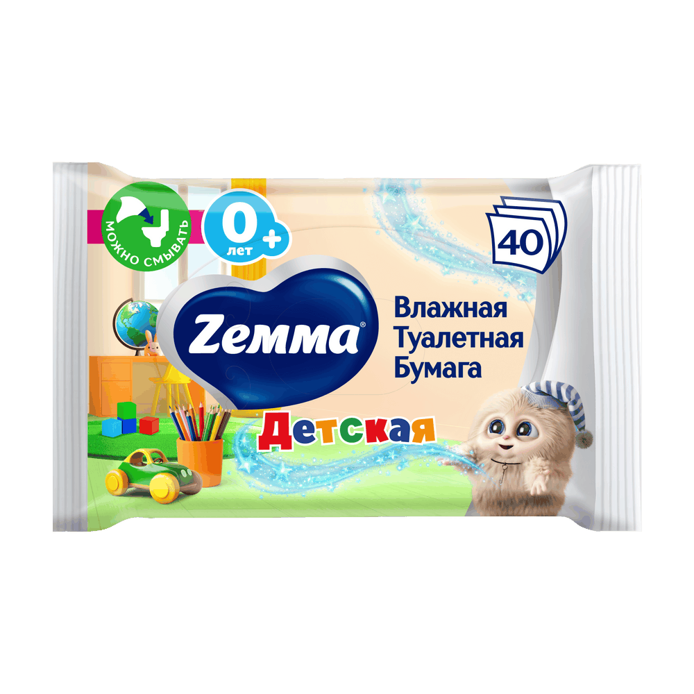 Изображение товара Zemma детская влажная туалетная бумага 40 шт.