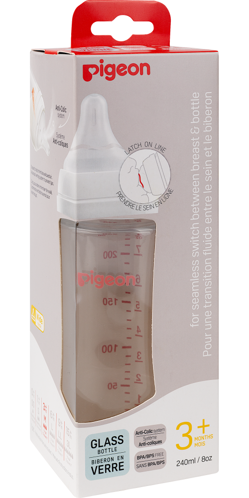 Изображение товара Pigeon softouch peristaltic plus бутылочка для кормления стеклянная 3+ 240 мл