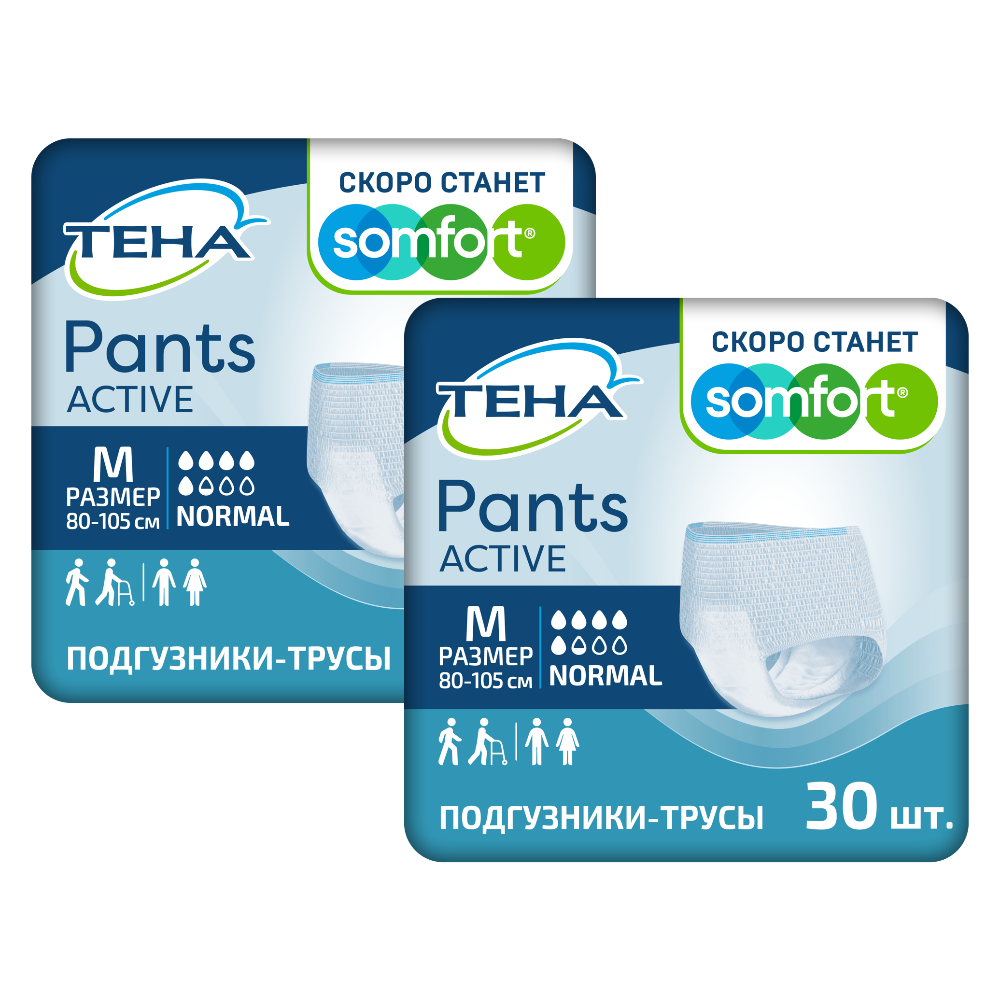 Изображение товара Набор 1+1 ТЕНА подгузники-трусы  для взрослых Normal, М  30 шт по специальной цене