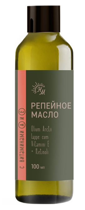 Изображение товара Натуральное репейное масло с витаминами А и E 100 мл для роста волос