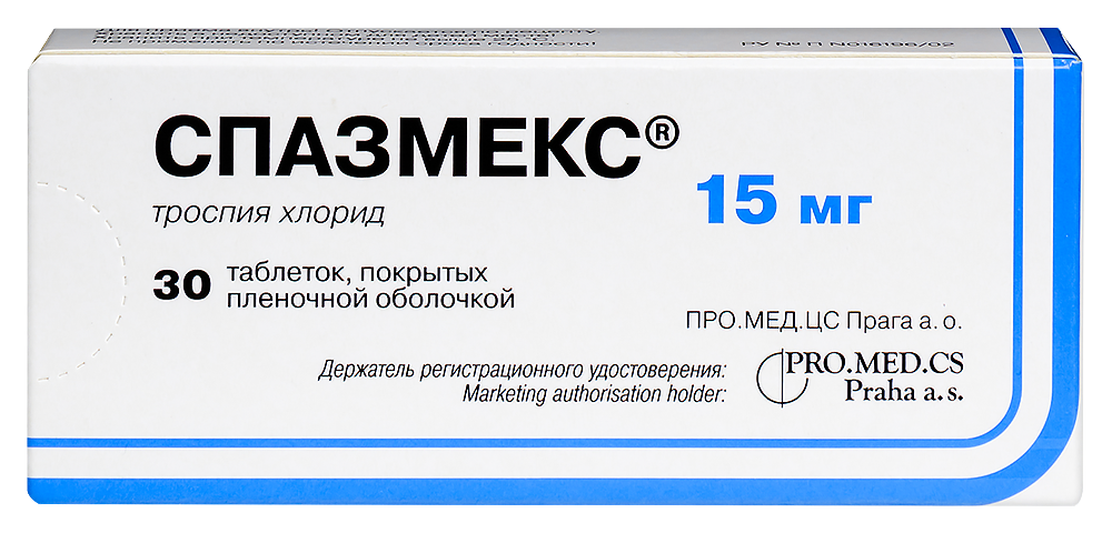 Изображение товара Спазмекс 15 мг таблетки 30 шт лечение гиперактивного мочевого пузыря