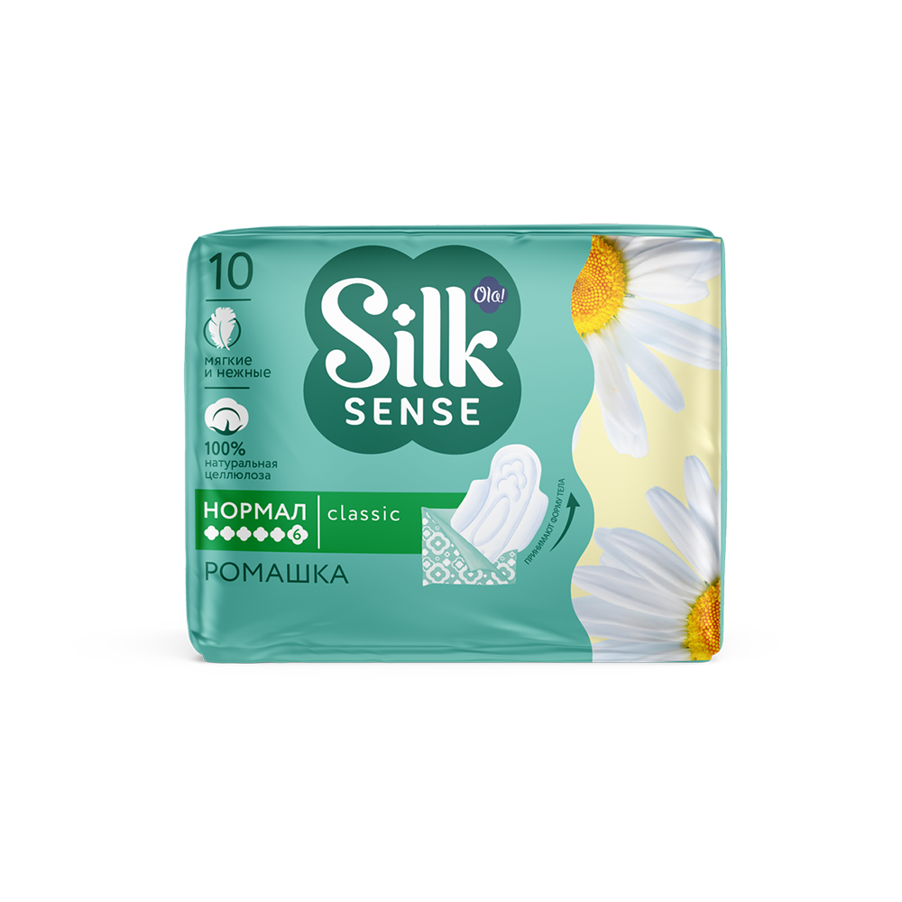 Ola silk sense прокладки classic deo normal ромашка в индивидуальной  упаковке 10 шт. - цена 74.60 руб., купить в интернет аптеке в Уфе Ola silk  sense прокладки classic deo normal ромашка в