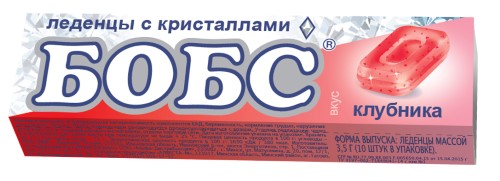 Изображение товара Бобс карамель леденцовая со вкусом клубники с мятными кристаллами 10 шт. леденцы массой 3,5 г
