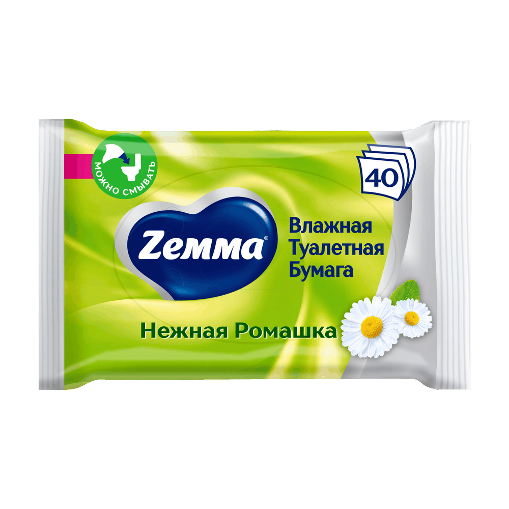 Изображение товара Влажная туалетная бумага Zemma ромашка 40 шт - мягкое и деликатное очищение Изображение товара Влажная туалетная бумага Zemma ромашка 40 шт - мягкое и деликатное очищение