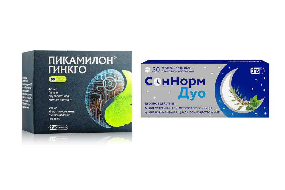 Изображение товара Набор для восстановления работоспособности и сна: СонНорм Дуо №30 + Пикамилон Гинкго №90 со скидкой Изображение товара Набор для восстановления работоспособности и сна: СонНорм Дуо №30 + Пикамилон Гинкго №90 со скидкой