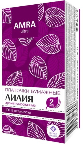 Изображение товара Двухслойные бумажные платочки с ароматом лилии AMRA N10 - гигиенические салфетки
