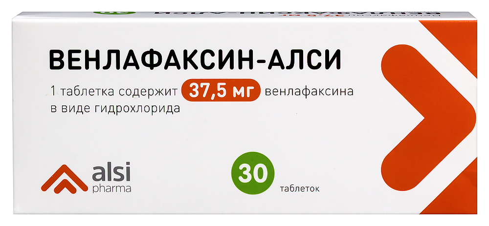 Изображение товара Венлафаксин-алси 37,5 мг 30 таблеток для лечения депрессии Изображение товара Венлафаксин-алси 37,5 мг 30 таблеток для лечения депрессии