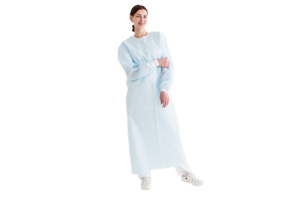 Изображение товара Халат хирургический модель № 1 нестерильный спанбонд плотность 25 гр/м 2 размер 52-54/ длина 140/голубой