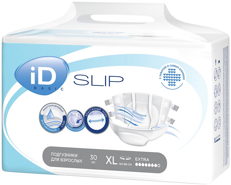 Изображение товара Подгузники для взрослых Id Slip Basic XL 30 шт. при тяжелом недержании мочи