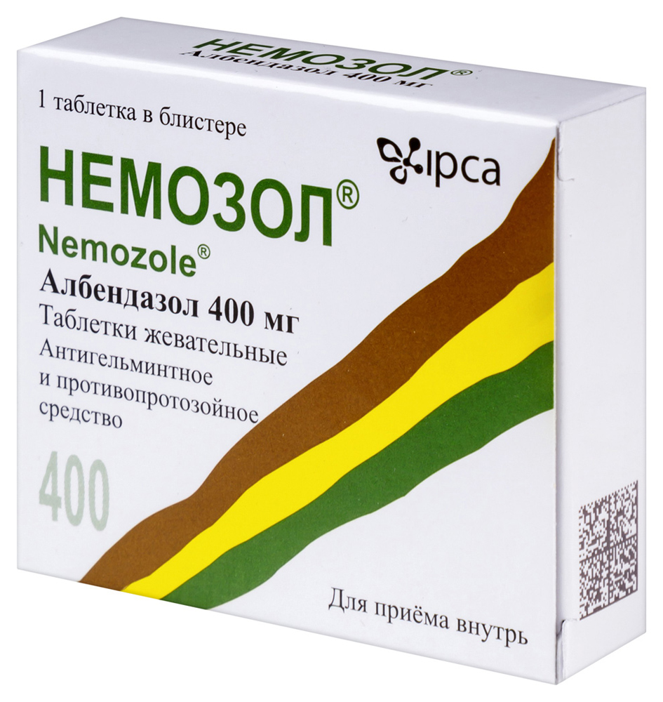 Немозол 400 мг 1 шт. таблетки жевательные - цена 272.60 руб., купить в  интернет аптеке в Барнауле Немозол 400 мг 1 шт. таблетки жевательные,  инструкция по применению