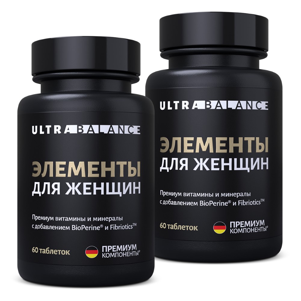 Изображение товара Набор из 2 уп. Ultrabalance элементы для женщин премиум витамины и минералы 60 шт. таблетки массой 950 мг Изображение товара Набор из 2 уп. Ultrabalance элементы для женщин премиум витамины и минералы 60 шт. таблетки массой 950 мг