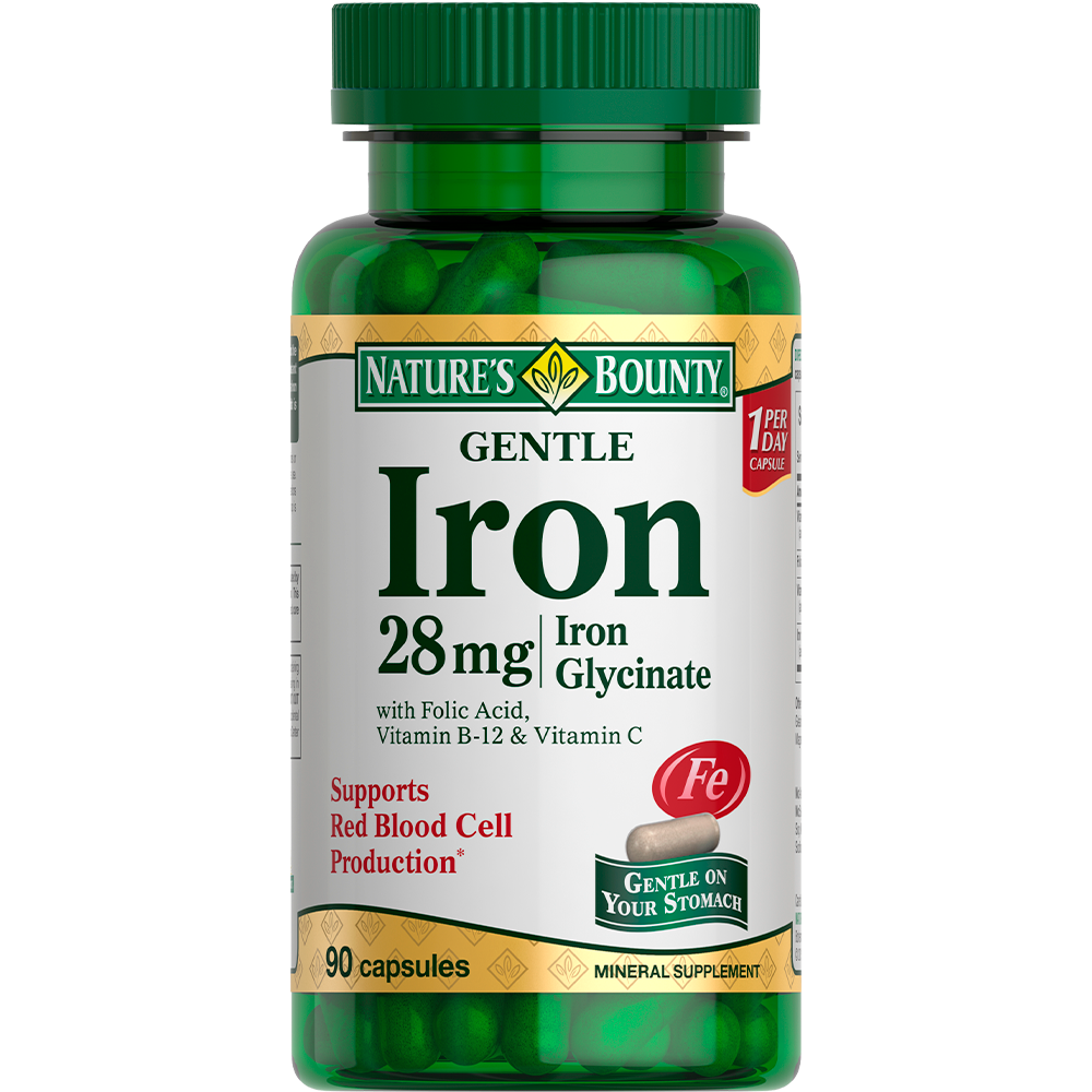 Изображение товара Нэйчес баунти легкодоступное железо 28 мг 90 капсул - источник железа и витаминов для женщин