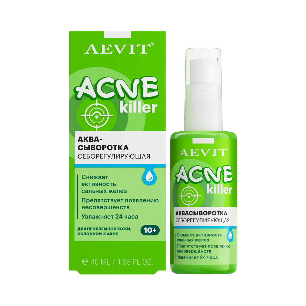 Изображение товара Aevit acnekiller аквасыворотка себорегулирующая 40 мл для жирной кожи