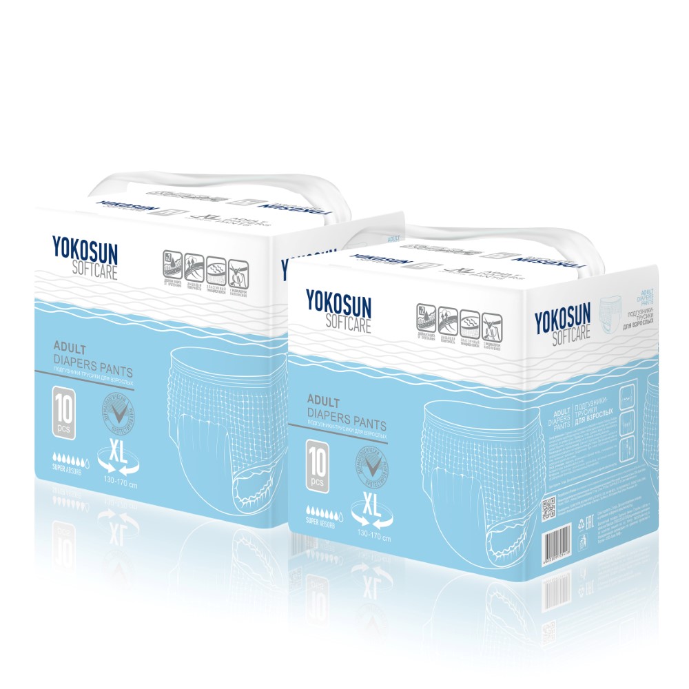 Изображение товара Набор YOKOSUN для взрослых: 2 упаковки Подгузники-трусы для взрослых размер XL 10 шт.