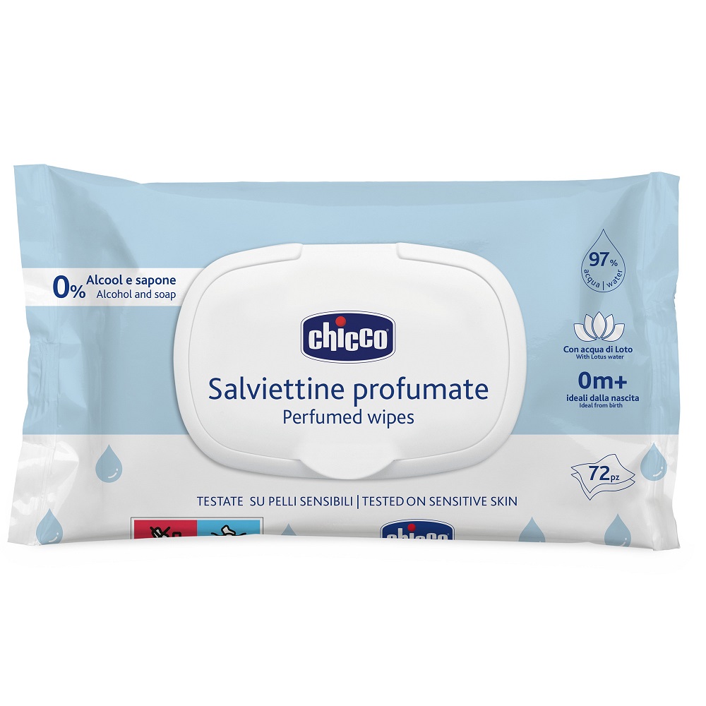 Изображение товара Салфетки влажные Chicco 72 шт./с клапаном для чувствительной кожи малышей